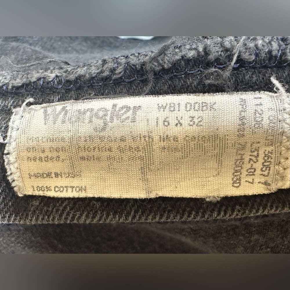 Vintage Wrangler Blues 100%Cotton Black Jeans 16 x 32 USA High Rise Straight Leg - Picture 9 of 10